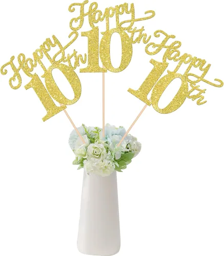 Vista 21 de Rsstarxi Paquete de 12 palitos de centro de mesa de cumpleaños número 50 para decoración de mesa de cumpleaños 50 para hombre, decoración de mesa