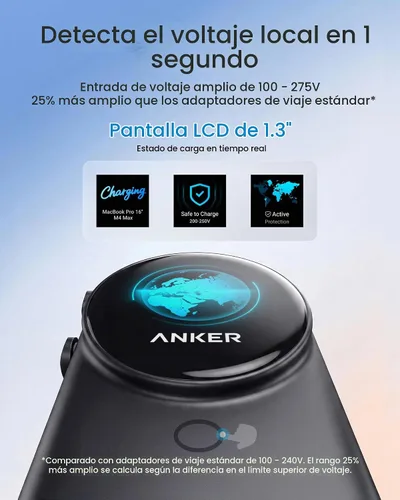 Vista 4 de Anker Cargador universal, 100 W GaN USB C carga rápida de viaje Gris-oscuro