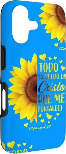 Vista 3 de Cristiano Español Regalo Mujeres Religioso Versículo de la Biblia Girasol Funda para iPhone 17