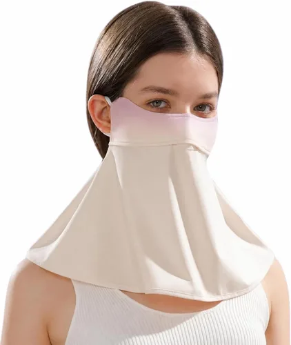 Vista 8 de Máscara facial de protección solar UPF 50+, polaina de cuello de seda de hielo, cubierta facial reutilizable UV, máscara refrescante transpirable