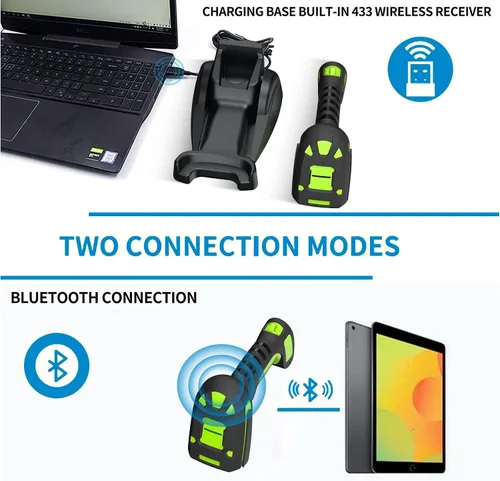 Vista 9 de Escáner industrial del código de barras de Bluetooth 2D, lector de código de barras industrial con la distancia de transmisión inalámbrica de 433Mhz
