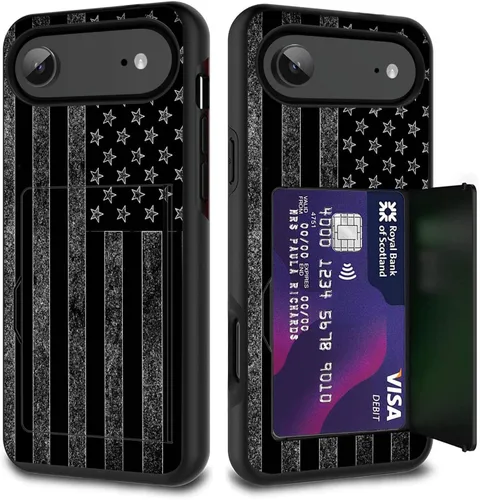 Vista 53 de Funda para tarjetas de crédito, doble capa híbrida a prueba de golpes, protección contra caídas con función atril para iPhone 17 de 6.3 pulgadas