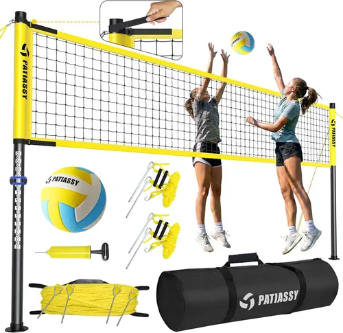 Vista 11 de Outdoor Volleyball Net for Backyard, 32FT Anti-Sag Net with Steel Poles 24-Ply Anti-Sag PE Net, 3 Official Adjustable Height, Easy Setup, Complete