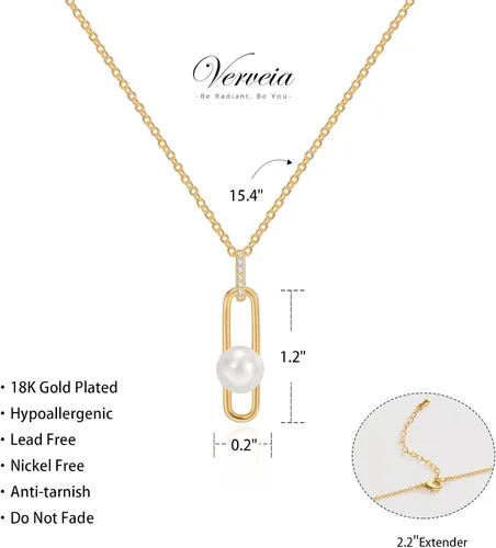 Vista 4 de Collar de perlas, chapado en oro de 18 quilates, delicado collar para mujer, gargantilla de oro ajustable a la moda, joyería personalizada, regalos