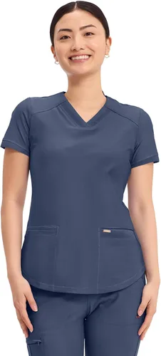 Vista 11 de Cherokee Form Blusas de Uniforme Médico para Mujeres, Blusa de Uniforme Médico de Punto Elástica con Cuello en V - CK840 Negro