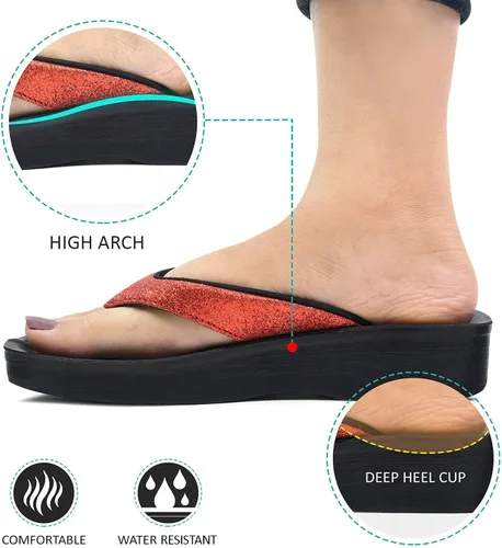 Vista 4 de Aerosoft - Sandalias para Mujer con soporte de arco, Rojo, 7