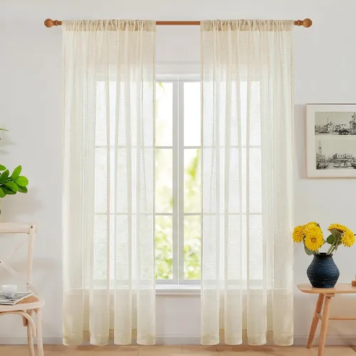 Vista 52 de Deconovo - Cortinas transparentes con filtro de luz de 84 pulgadas de largo Plata