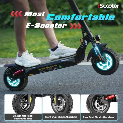 Vista 2 de iScooter iX3/iX4 Electric Scooter, 10" Off-Road Tires, 25/28 Miles Range Negro