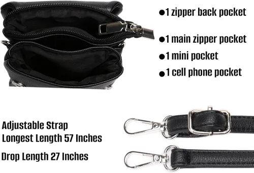 Vista 6 de Bolsos cruzados pequeños para mujer con 2 correas para teléfono celular