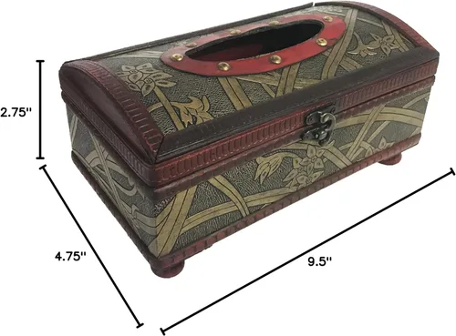 Vista 5 de Allgala Titular de caja de pañuelos de madera antigua-HD90204