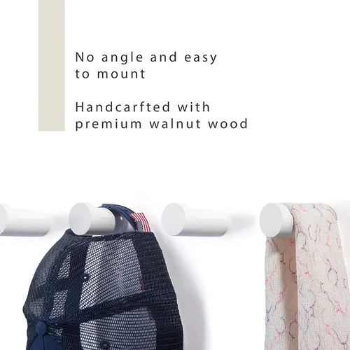 Vista 4 de FANATU Ganchos de Pared de Madera para Abrigatos Montados en la Pared (4 Paquetes) Ganchos para Sombreros, Percha Individual para Abrigos