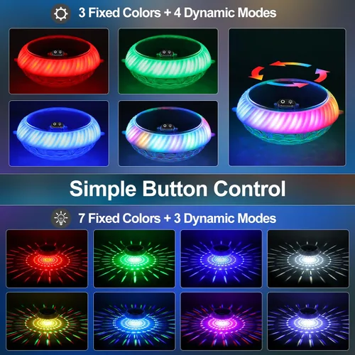 Vista 3 de Askyli Luces Flotantes de Piscina, Luces Solares para Piscina con Impermeable IP68 Que Flotan, Luz Solar Flotante para Piscina con Cambio