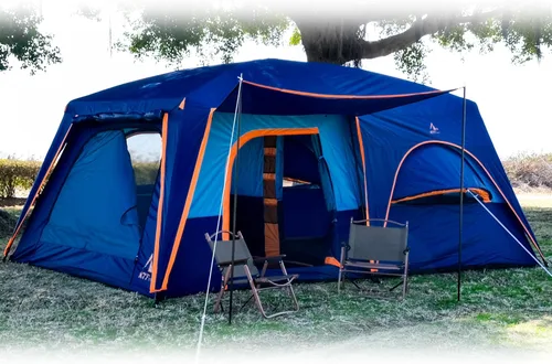 Vista 19 de KTT Extra Large Tent 12-14 Person,Family Cabin Tents,2 Bay-Windows,2 Rooms and 3 Doors 3 Windows with Mesh,Waterproof,Straight Wall,Double Layer,Big