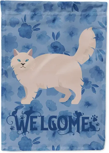 Vista 24 de Caroline's Treasures CK4813CHF - Bandera de bienvenida con gato abisinio azul, manga grande, para porche, para colgar en la pared, poliéster