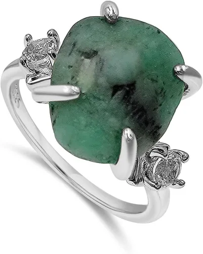 Vista 8 de Anillo de cristal crudo real con piedra natal, plata de ley, oro blanco, regalo de joyería para ella, regalo de Navidad, Día de la Madre