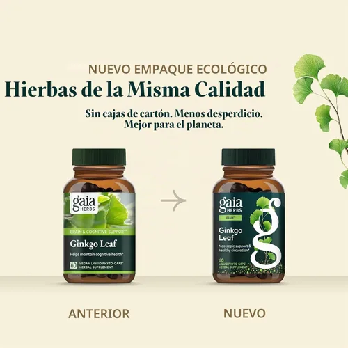 Vista 7 de Gaia Herbs Hoja de ginkgo, 60 cápsulas veganas, 30 porciones