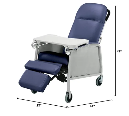 Vista 2 de Lumex Silla reclinable médica de 3 posiciones, Silla Geri reclinable con ruedas, Blue Ridge