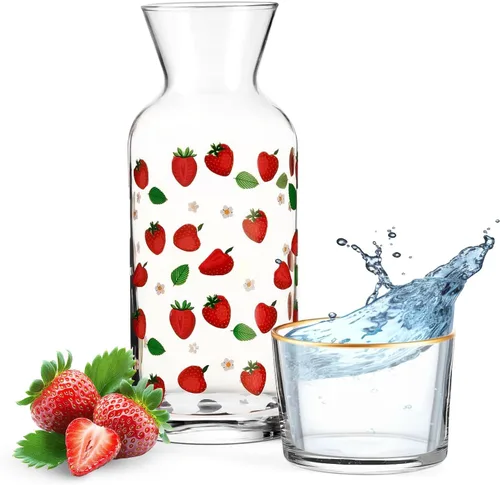Vista 9 de Wrenbury Juego Vintage de Jarra y Vaso para Mesita de Noche - Jarra de Agua para Enjuague Bucal con Vaso para Baño - Decantador Ámbar para Mesita