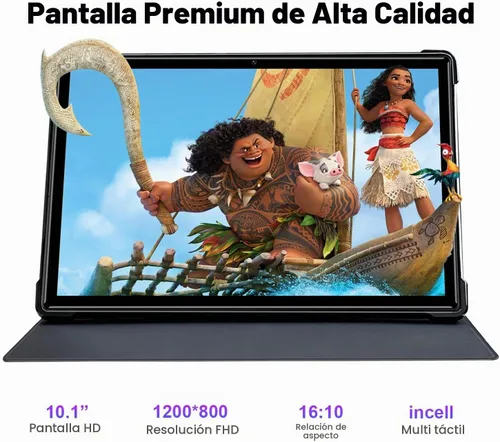Vista 4 de Tableta Android de 10 pulgadas, Octa-Core Android 13 desbloqueada con ranura para tarjeta SIM, 128 GB ROM+6 GB RAM, cámara de 5 MP+13MP/5G WIFI