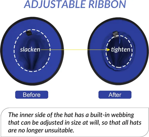 Vista 4 de Sombreros Fedora de ala ancha para mujeres y hombres, sombrero de vestir de dos tonos, sombrero de fieltro de Panamá en dos tamaños Audlt
