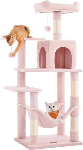 Vista 13 de Feandrea Cat Tree, 59.5-Inch Tall Cat Tower, Multi-Level Condo, Smoky Gray Gris ahumado (Smoky Gray)