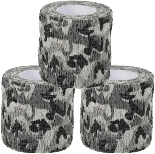 Vista 13 de Cinta envolvente autoadhesiva de camuflaje para protección de 5 cm x 4,5 m. Cinta de camuflaje discreta de tela no tejida. Vendaje elástico