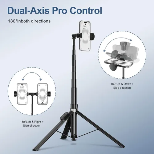 Vista 3 de Trípode automático de 66 pulgadas con control remoto, trípode para teléfono celular para grabación de video y transmisión en vivo, trípode ajustable