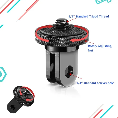 Vista 4 de Frienda Adaptador de aluminio para trípode de cámara de 4 piezas, adaptador de conversión 1/4-20 para trípode compatible con cámaras de acción GoPro