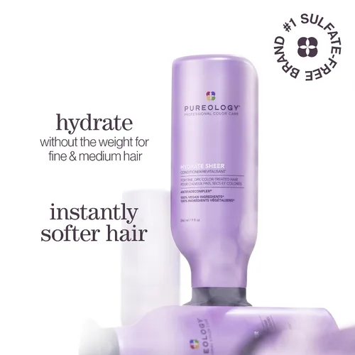 Vista 2 de Pureology Acondicionador Hydrate Sheer - Acondicionador hidratante ligero para cabello fino o seco teñido, sin silicona y vegano