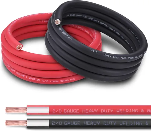 Vista 7 de Cable de batería 1/0 AWG de 10 pies, rojo y negro, cable de soldadura OFC de cobre puro calibre 1/0 (actualizado con aislamiento más grueso), mayor