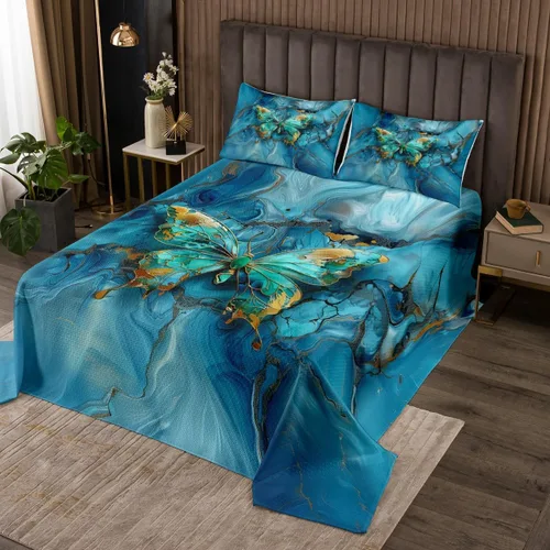 Vista 5 de Erosebridal Gothic Skull Coverlet Set, Mandala Flowers Hippie Butterfly Bedspread Sets for Girls Boys Kids Trippy Skull Death Skeleton Quilt Set