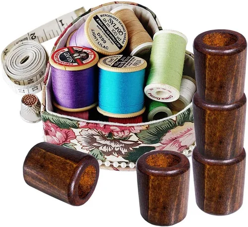 Vista 3 de Cuentas cilíndricas de madera oscura de 1-1/8 pulgadas, múltiples opciones de paquete (paquete de 5)