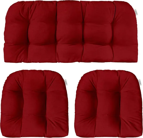 Vista 33 de RSH DECOR: Sunbrella - Juego de 3 cojines de mimbre copetudos 41 x 19 pulgadas y 19 x 19 pulgadas Fabricado con tela de rendimiento Sunbrella