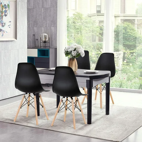 Vista 2 de GOFLAME DSW - Juego de 2 sillas de comedor, sillas de plástico con patas de madera, sillas sin brazos de estilo moderno para sala de estar, cocina