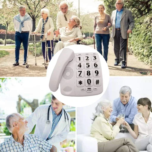 Vista 7 de J-P02 - Teléfono amplificado con botón grande para personas con discapacidad auditiva, teléfono fijo para personas mayores, teléfono para personas