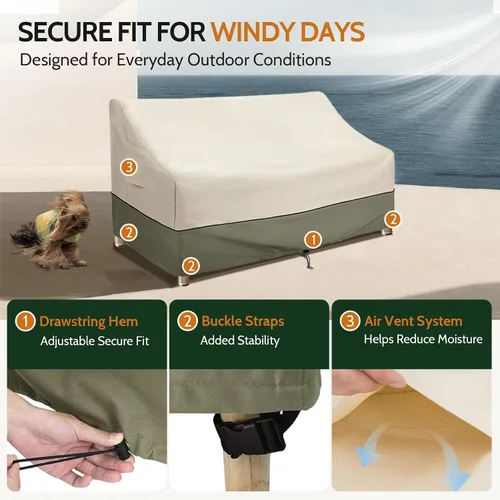 Vista 6 de COSFLY Fundas Impermeables para Sofás de Patio de Muebles de Exterior, Fundas para Sofás de Dos Plazas Exteriores que se Adaptan hasta 54A x 38P x