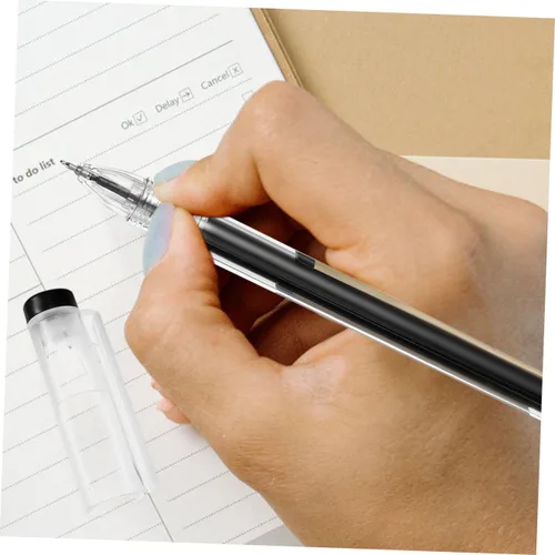 Vista 4 de NUOBESTY 12 bolígrafos de tinta de gel negra, punta de aguja fina, escritura suave para escuela y oficina, agarre cómodo, diseño ergonómico