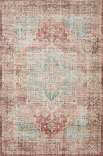 Vista 6 de Loloi Heidi Collection HEI-03 - Alfombra decorativa de mezclilla y rubor de 2 pies 3 pulgadas x 3 pies 9 pulgadas
