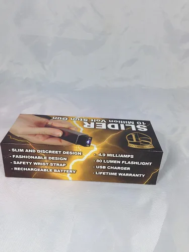 Vista 4 de Slider 3 Millones de Voltios Mini Stun Gun Linterna Plata