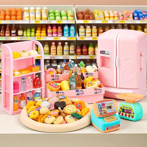 Vista 3 de 150pcs Mini Cesta Cesta Miniatura Bebida Comida Bebida Supermercado Metal Carrito Carro Carro