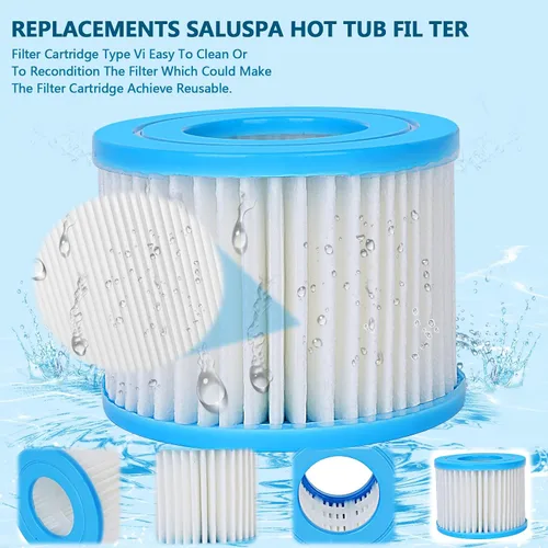 Vista 5 de Cartucho tipo , reemplazo de filtro de spa, Lay-Z-Spa, filtros para bañera de hidromasaje Coleman SaluSpa 90352E 58323, paquete de 6