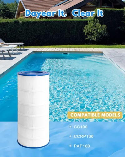 Vista 7 de Cartucho de filtro para piscina PAP100, 3000 GPH, tapas resistentes al cloro, construcción resistente