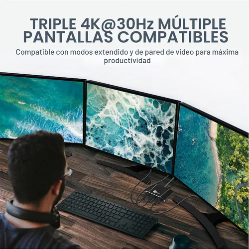 Vista 5 de SIIG Concentrador MST HDMI dual USB-C, 4K60 dual, CE-DP0Q11-S1
