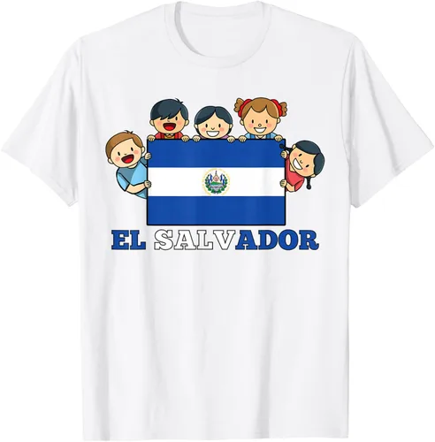 Vista 64 de Camiseta salvadoreña del Mes de la Herencia Hispana con la bandera de El Salvador para niños, Negro