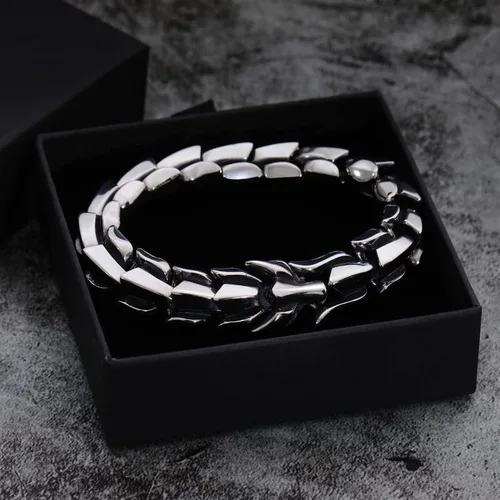 Vista 7 de WFYOU Viking - Pulsera punk vintage para hombre, acero inoxidable, cadena de eslabones de dragón, joyería de moda, cultura callejera hippop