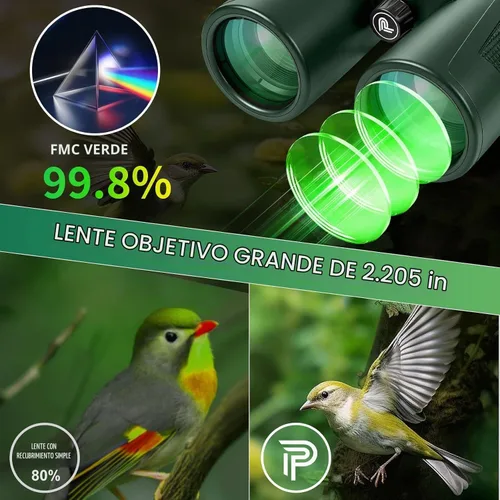 Vista 3 de Pankoo Prismáticos de 20 x 56 para adultos de alta potencia, impermeables y Verde oscuro