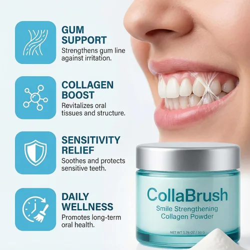 Vista 6 de Collabrush Proteína de colágeno en polvo, Pasta dental de colágeno + hidroxiapatita en polvo para el cuidado de las encías, Proteína de colágeno
