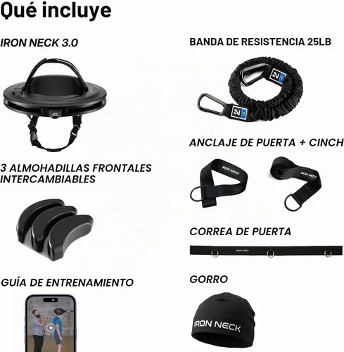 Vista 5 de Iron Neck - Advanced Neck Trainer, Strengthener, Exerciser, & Rehabilitation Device to Relieve Pain & Improve Posture - Workout & Strength Training