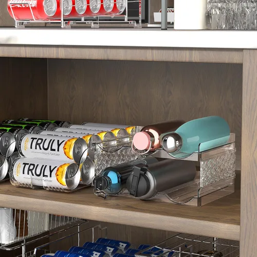 Vista 7 de Simple Houseware Organizador apilable de almacenamiento de vasos para botellas de agua de 2 niveles, transparente