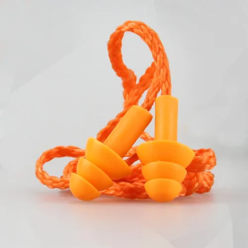 Vista 7 de Forgun Tapones de silicona suave con cable para los oídos con reducción de ruido, orejeras de protección auditiva